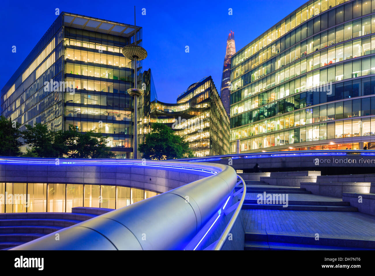The Shard and More London Development on the South Bank London England at twilight Stock Photo