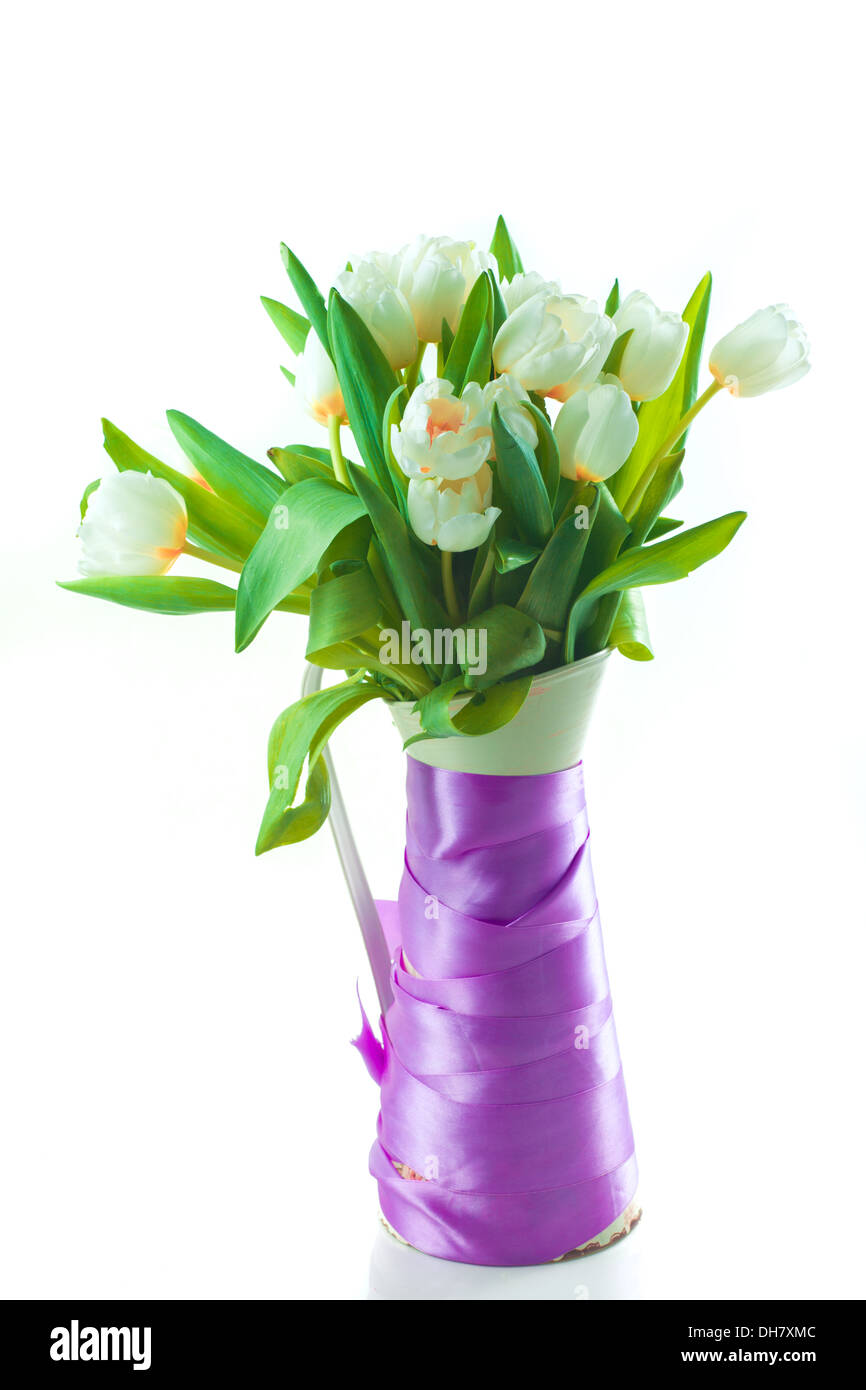 White tulips in vase Stock Photo Alamy