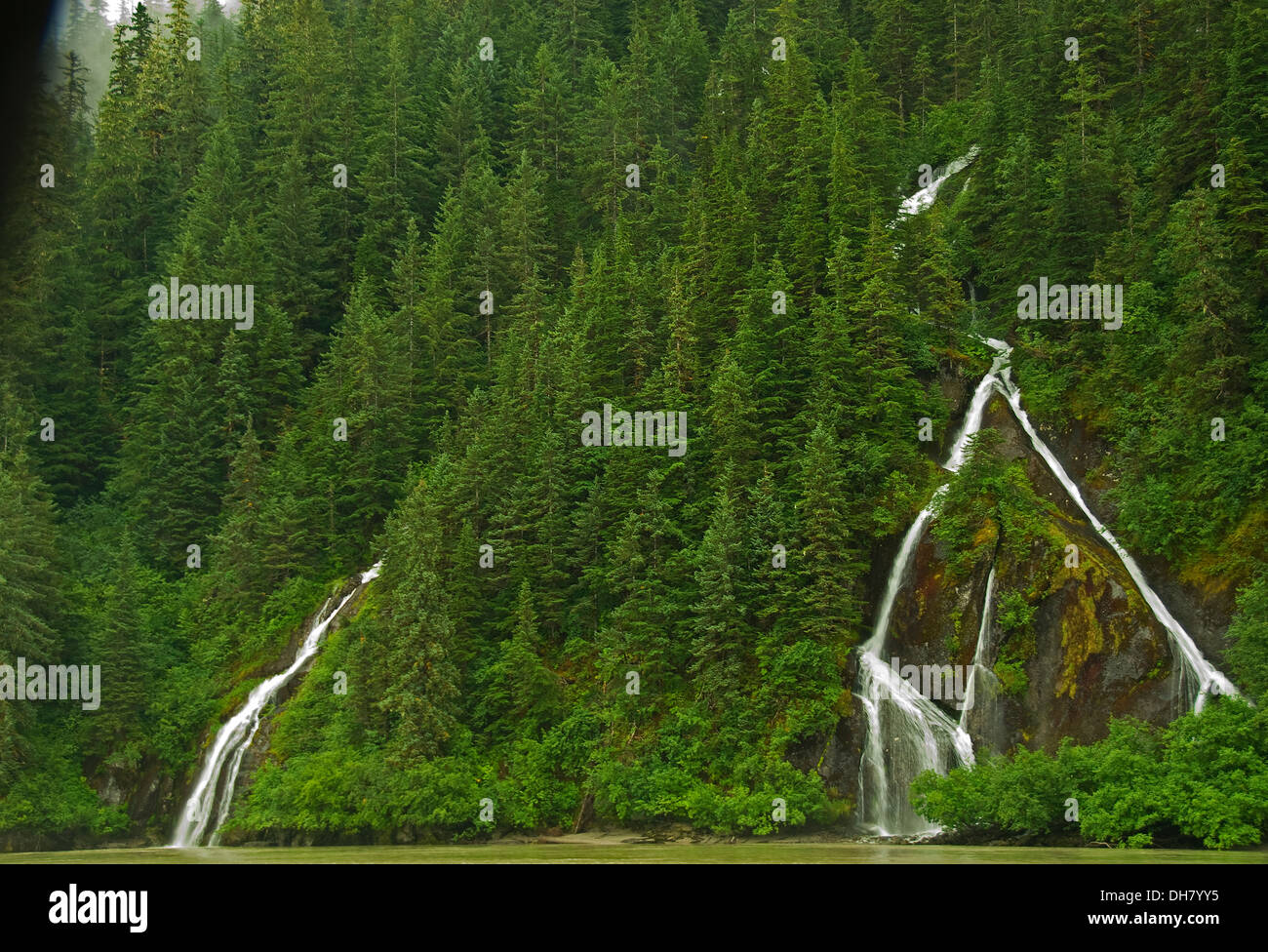 Waterfalls along Stikine River, Stikine LeConte Wilderness, Alaska Stock Photo