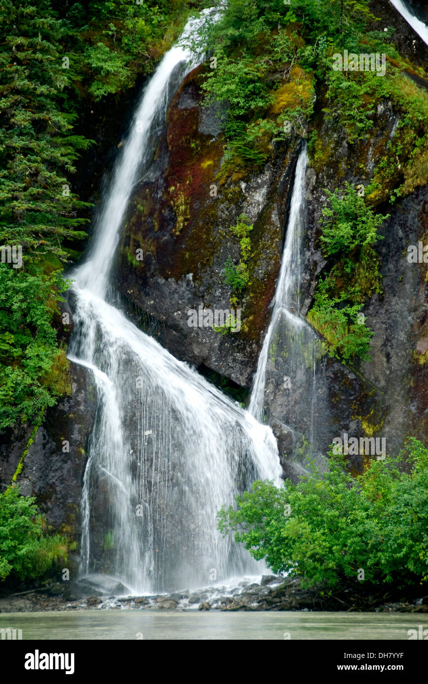 Waterfalls along Stikine River, Stikine LeConte Wilderness, Alaska Stock Photo
