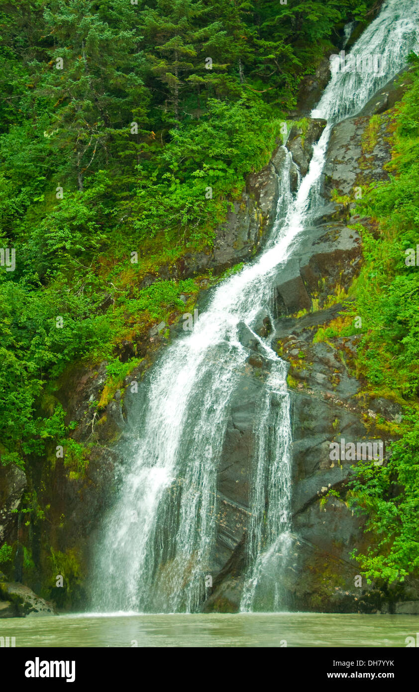 Waterfalls along Stikine River, Stikine LeConte Wilderness, Alaska Stock Photo