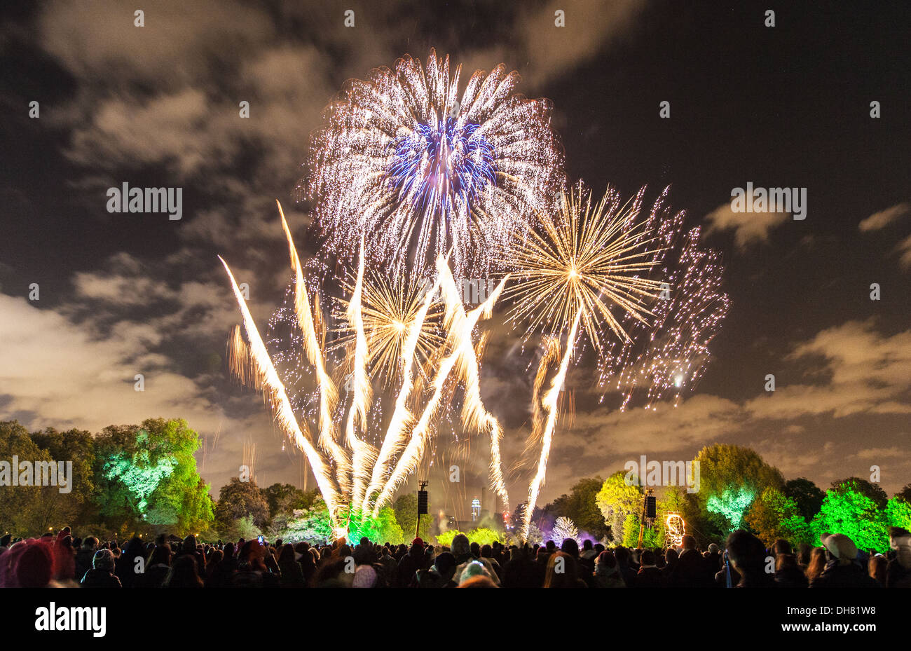 Battersea Park Fireworks 2013 London Stock Photo