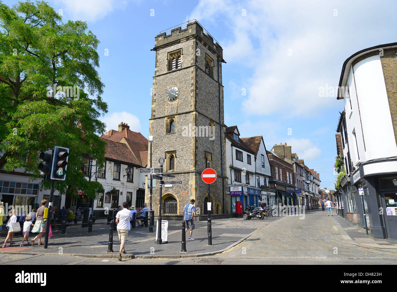 15th century St Albans Clocktower, Market Place, St.Albans, Hertfordshire, England, United Kingdom Stock Photo