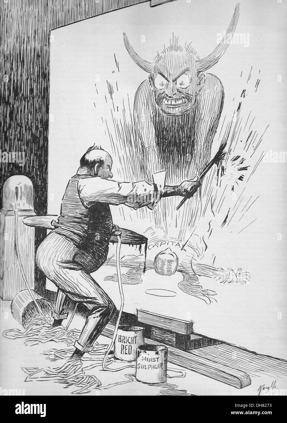 Wall street paints the President 1907 - Political Cartoon - Artist representing Wall Street paints President Theodore Roosevelt in an unflattering light Stock Photo