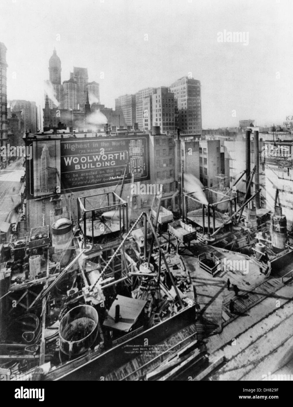 Woolworth Building foundations, made March 3rd, 1911 Stock Photo