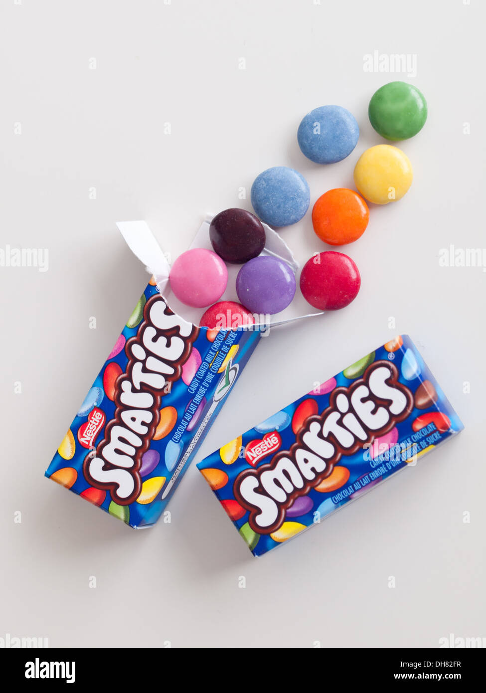 Smarties, a yummy, colourvaried, sugarcoated, chocolate candy Stock