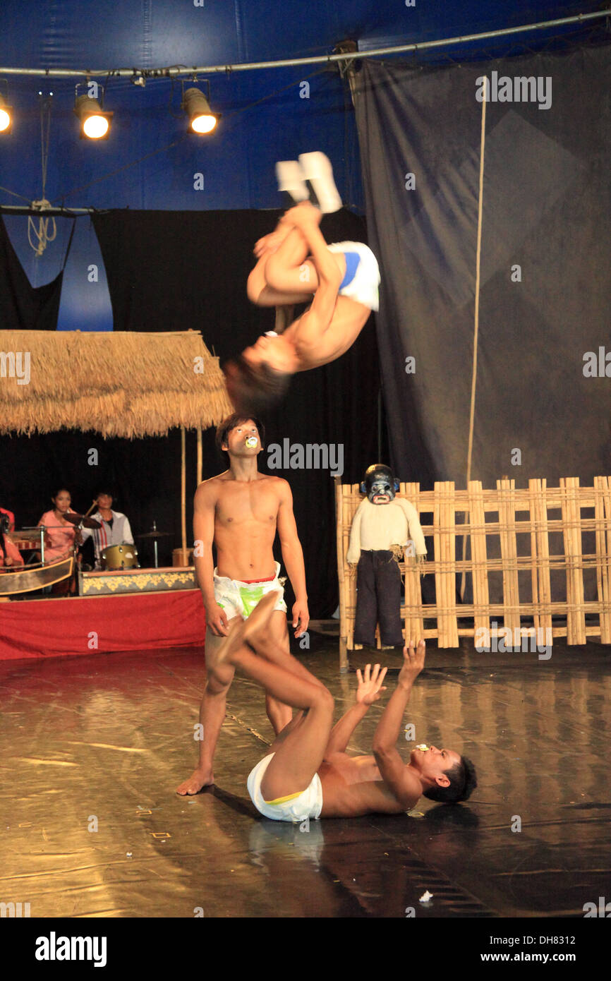 Circus performance in cambodia Stock Photo