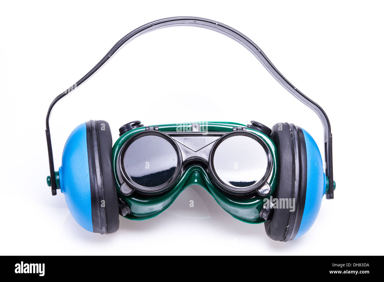 Safety Gear ear defenders and goggles Stock Photo Alamy