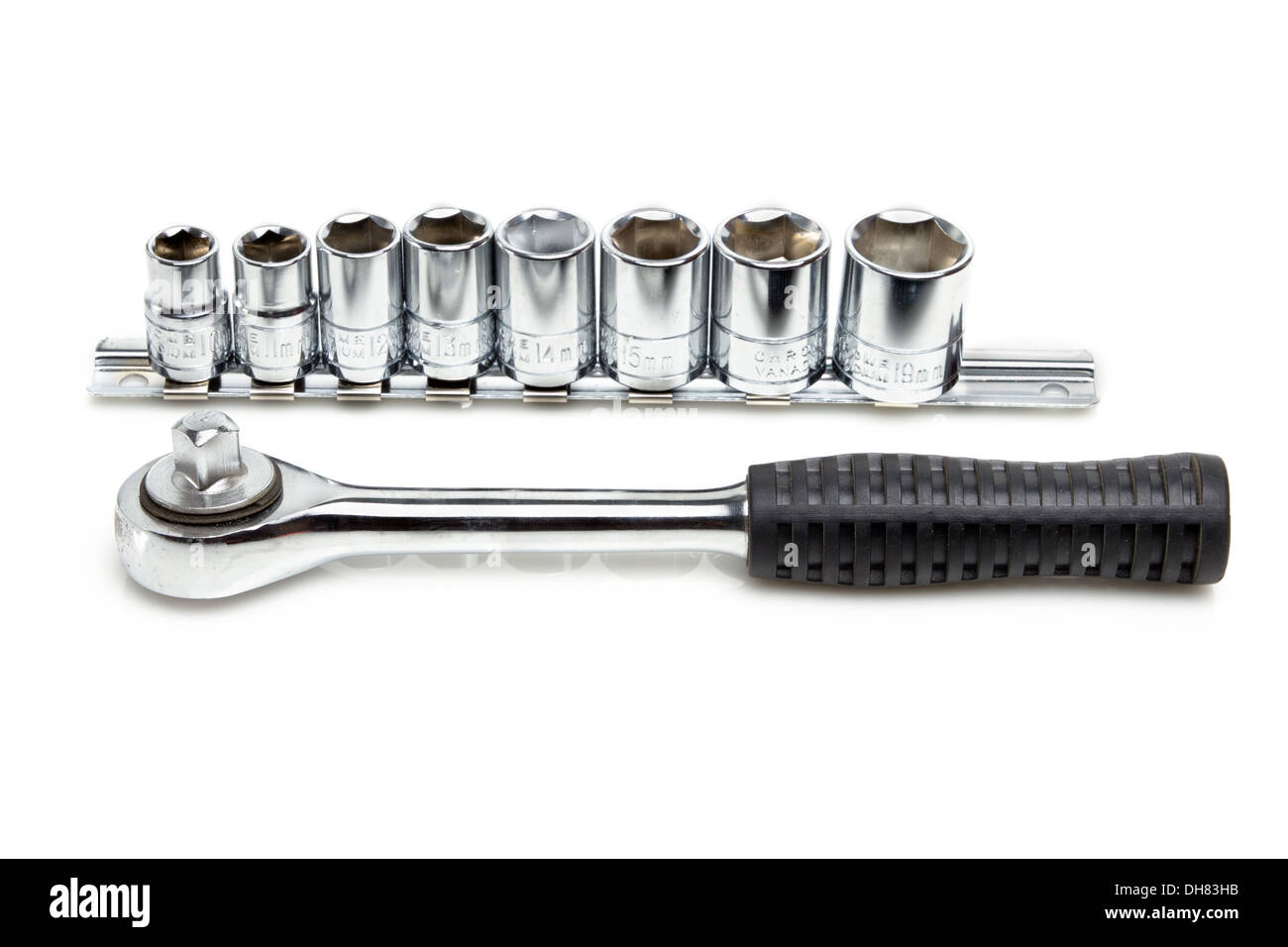 ratchet set with interchangeable heads Stock Photo Alamy