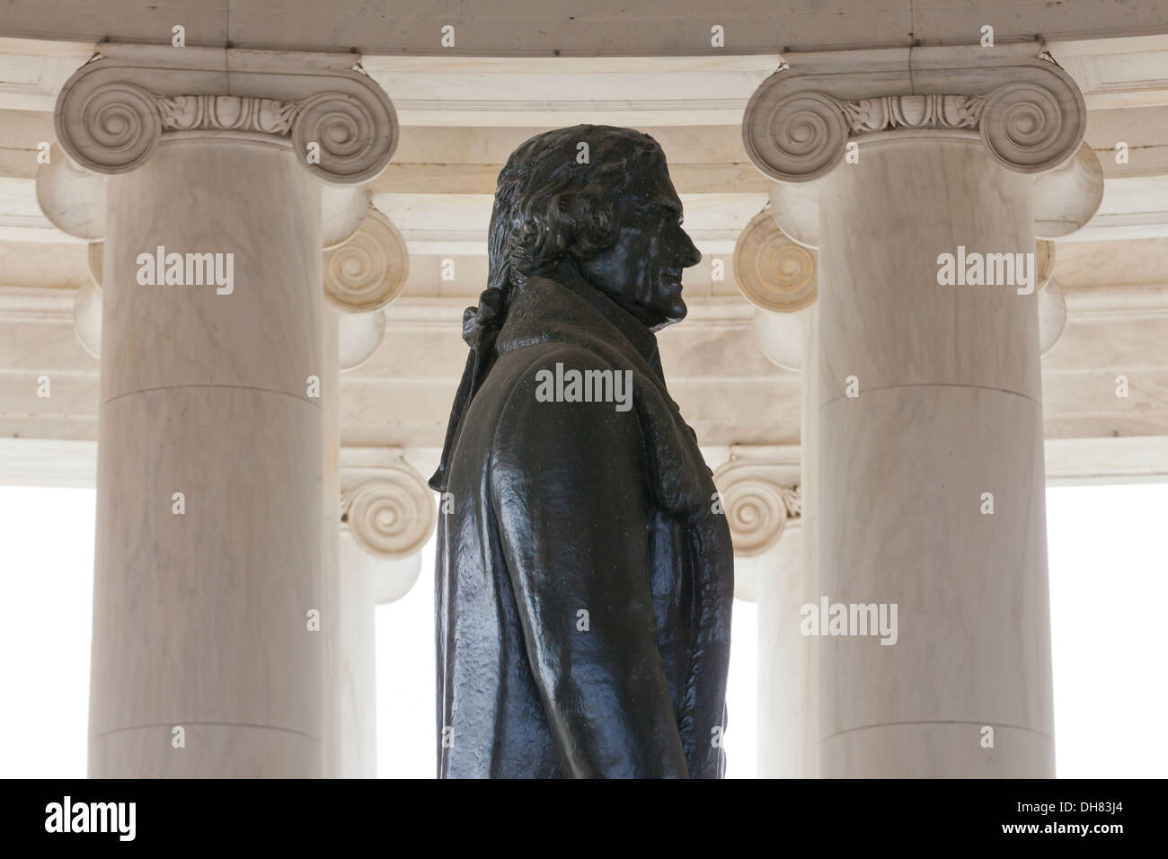 Thomas Jefferson Memorial statue profile view - Washington, DC USA Stock Photo