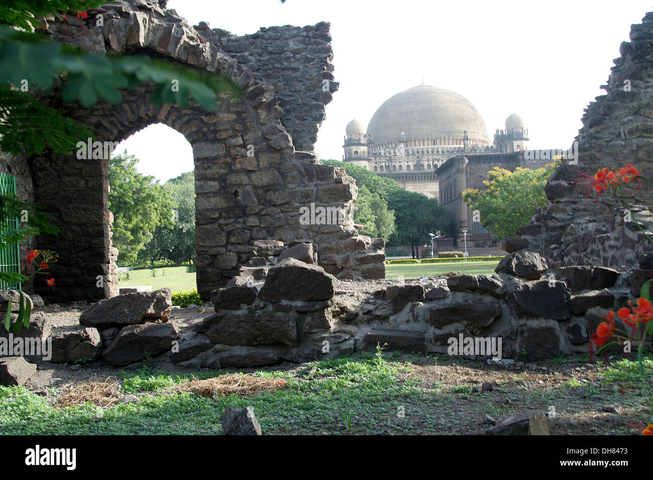 View of Gol Gumbaz behind ruins, Bijapur, Karnataka, India, Asia Uploaded on 25sep13 Not selected Stock Photo