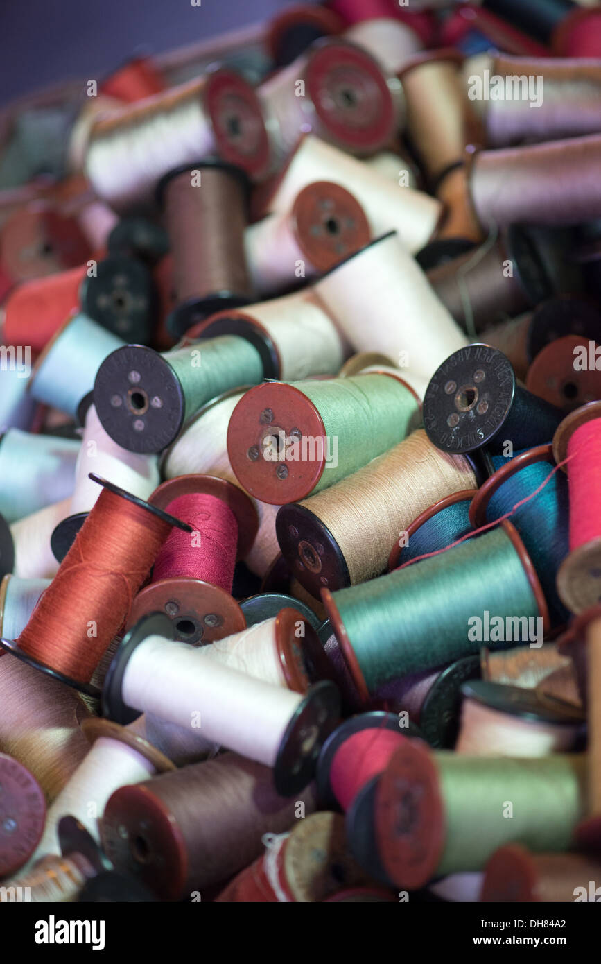 vintage spools of sewing thread Stock Photo Alamy