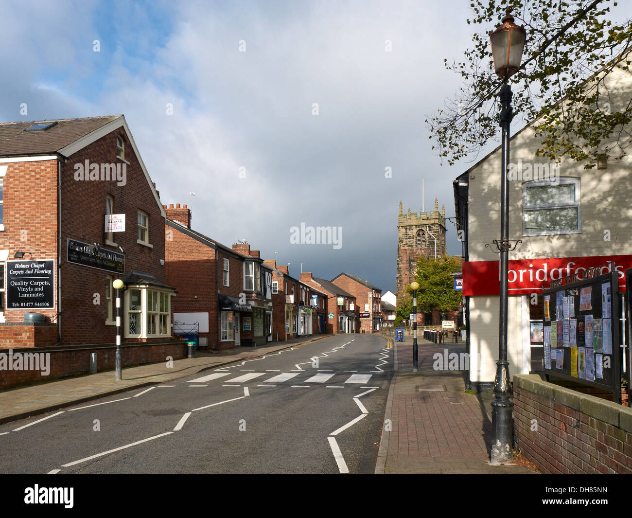 Deserted High Street (London Road) in Holmes Chapel, former home of