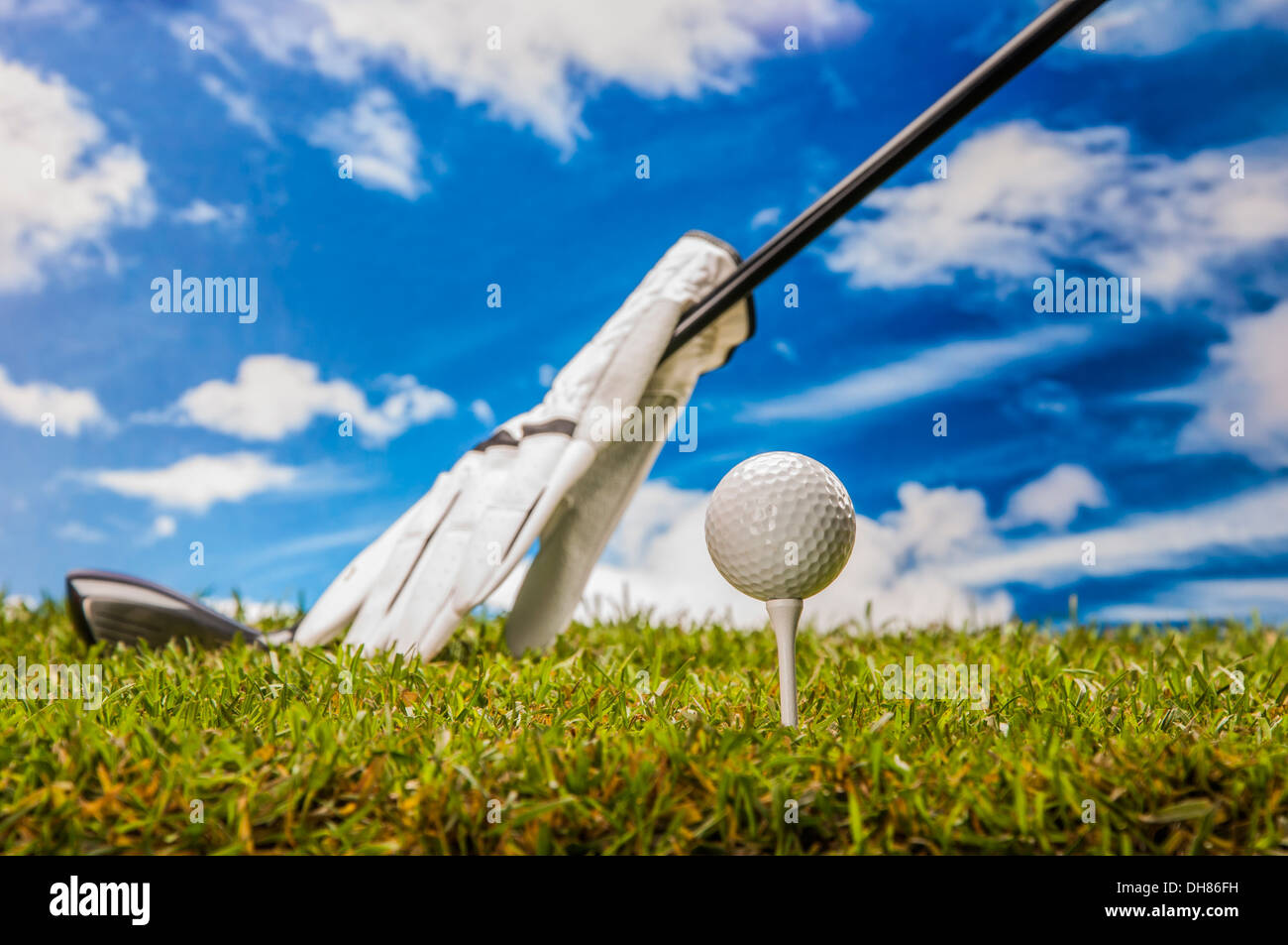 Golf stuff on green grass Stock Photo Alamy