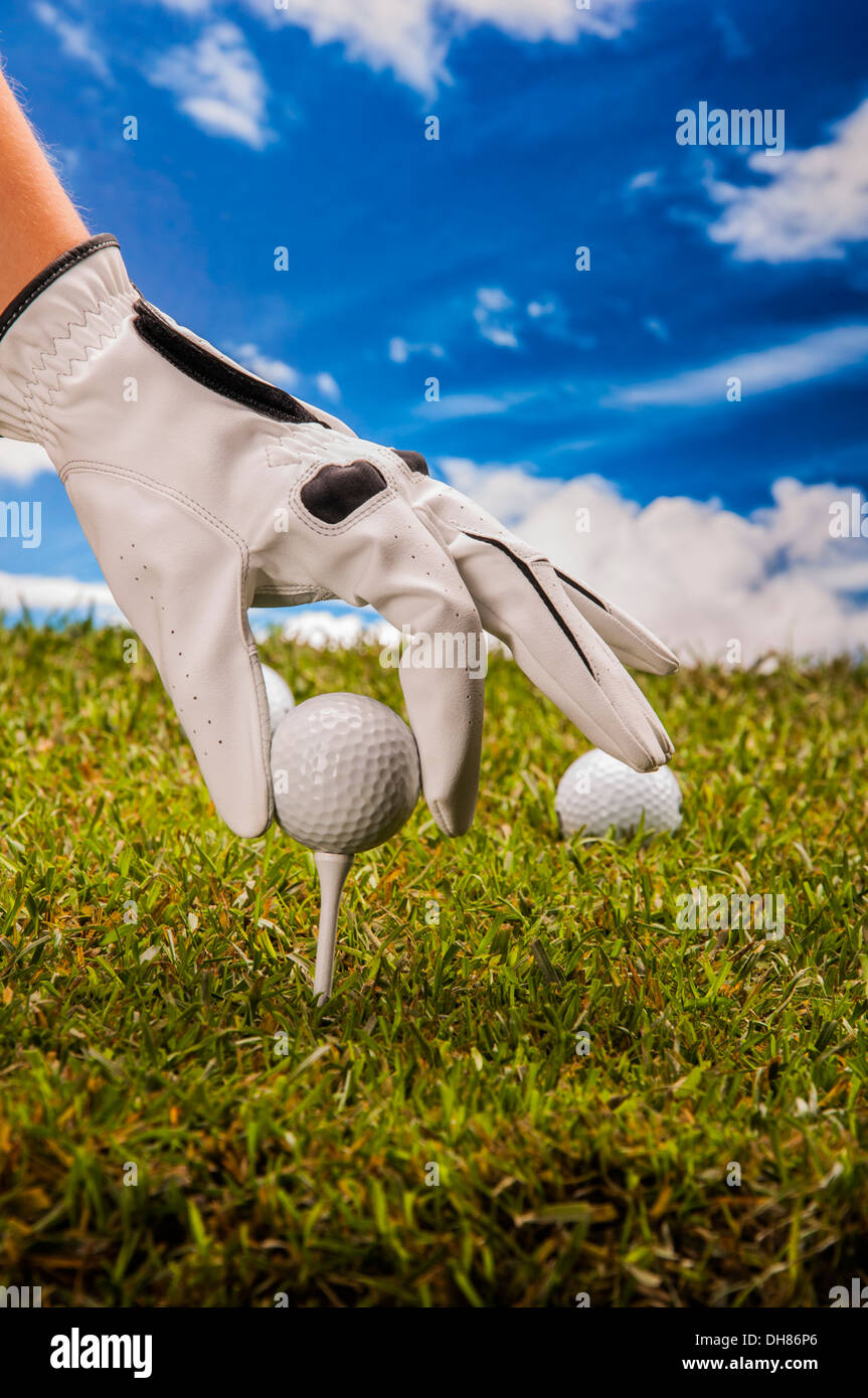 Golf stuff on green grass Stock Photo Alamy