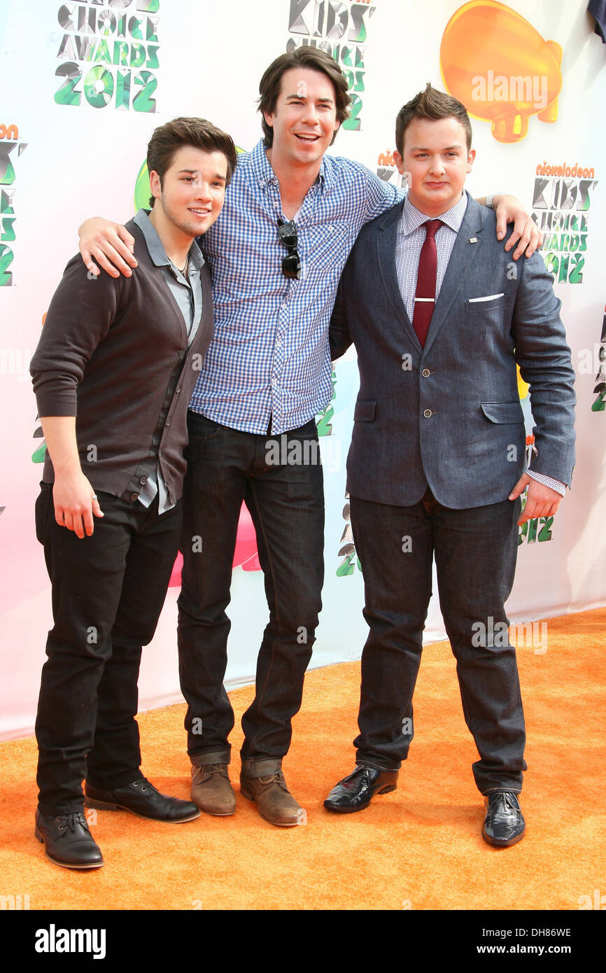 Nathan Kress Jerry Trainor and Noah Munch 2012 Kids Choice Awards held at Galen Center - Arrivals Los Angeles California - Stock Photo