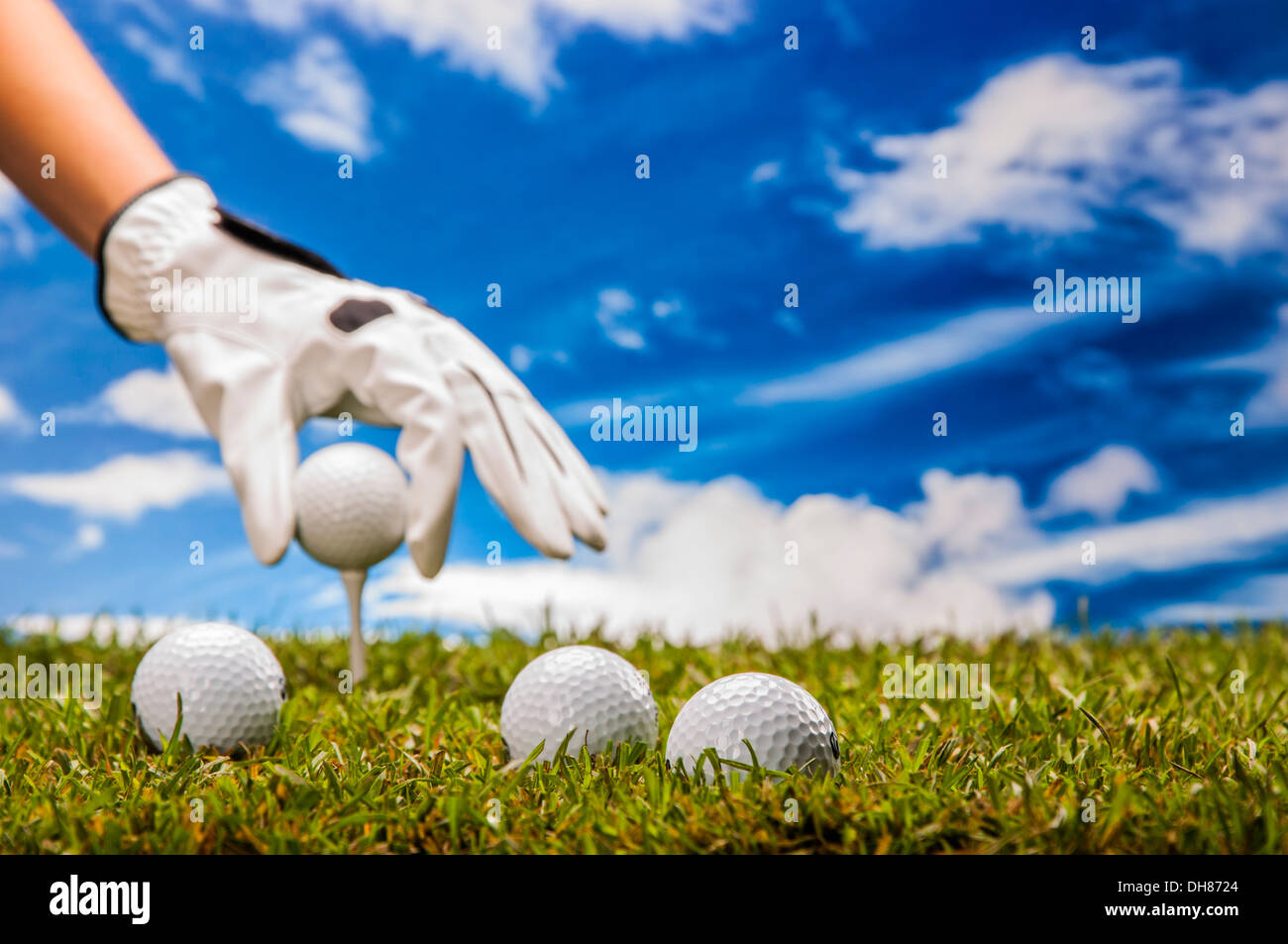 Golf stuff on green grass Stock Photo Alamy