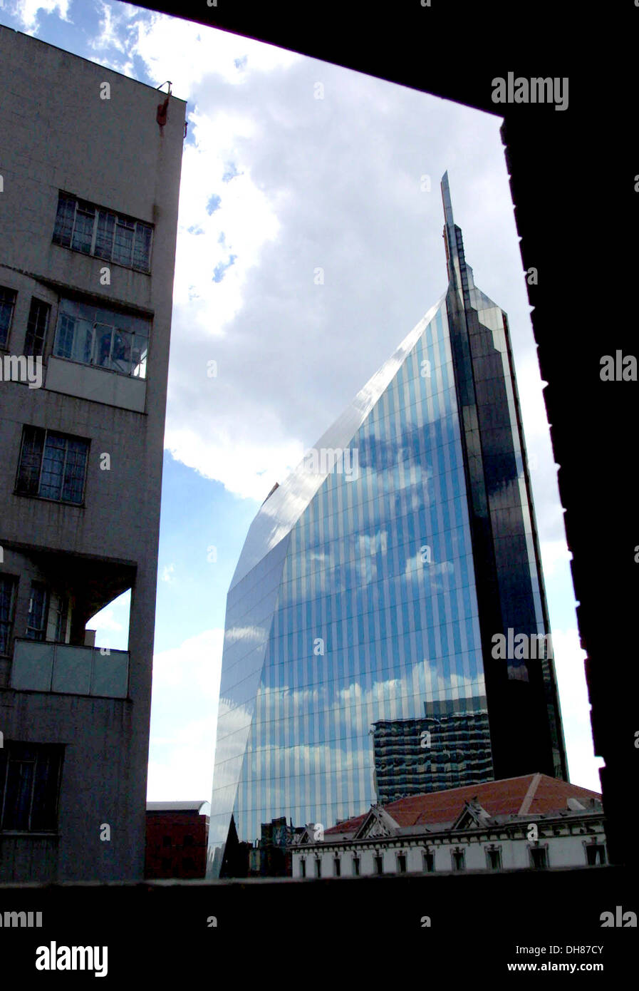 11 Diagonal Street Building, Johannesburg. Glass structure Stock Photo