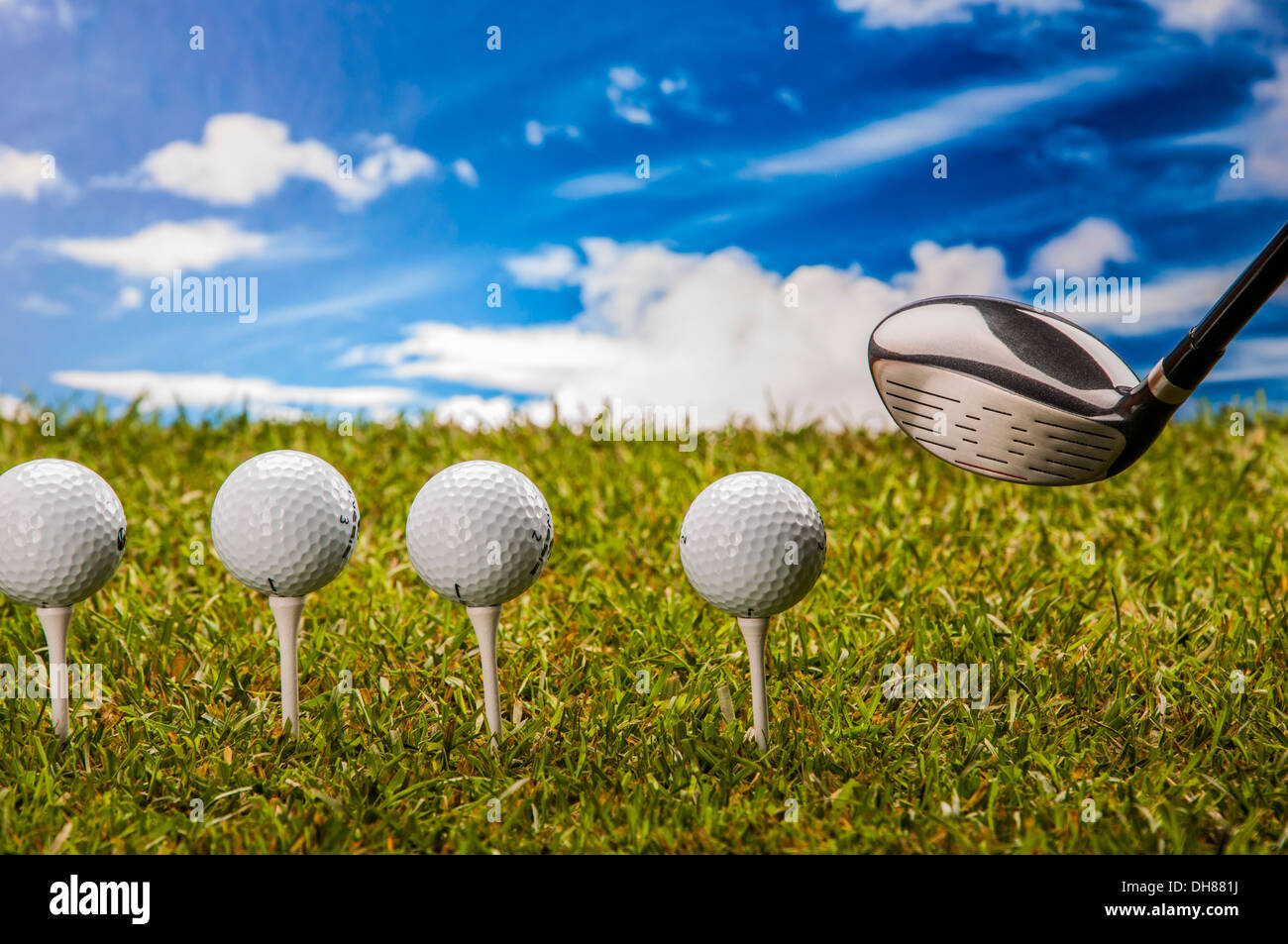 Golf stuff on green grass Stock Photo Alamy