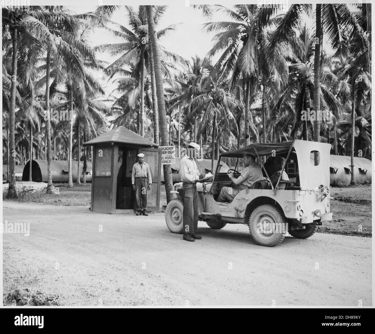 ... entrance to the U.S. Navy Base Camp Annex, Espiritu Santo, New Hebrides. , ca. 1941 - ca. 1945 520632 Stock Photo