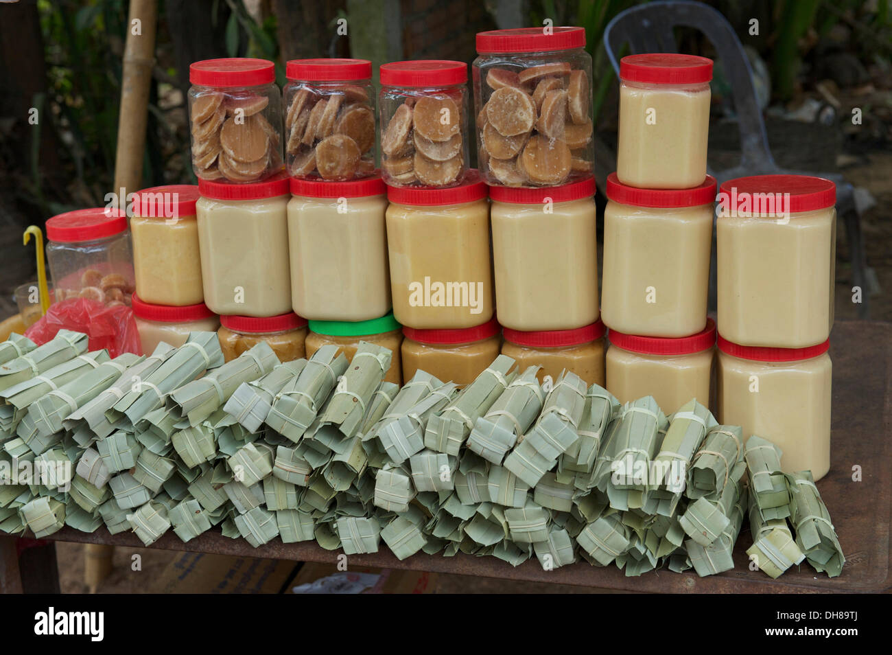 Stall selling palm sugar in various forms, Siem Reap, Siem Reap, Siem
