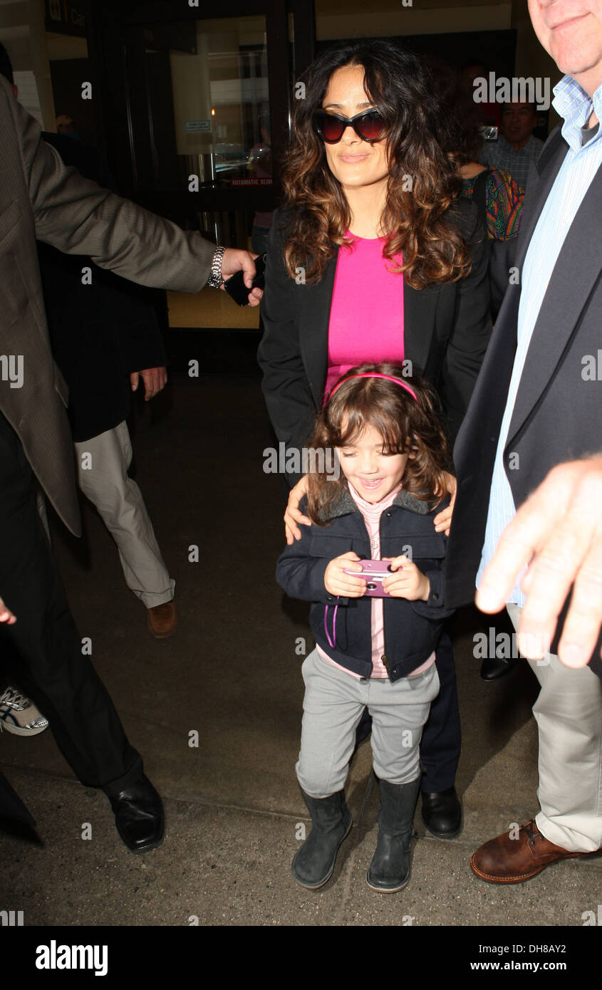 Salma Hayek and her daughter Valentina Pinault arrive at LAX Airport