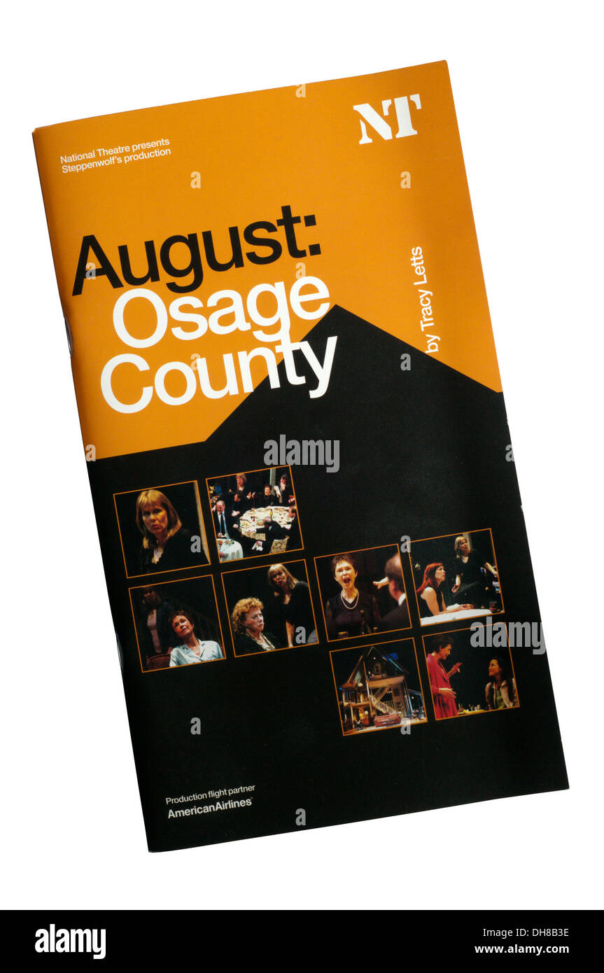 Programme for the 2008 Steppenwolf production of August: Osage County by Tracy Letts at the LytteltonTheatre. Stock Photo