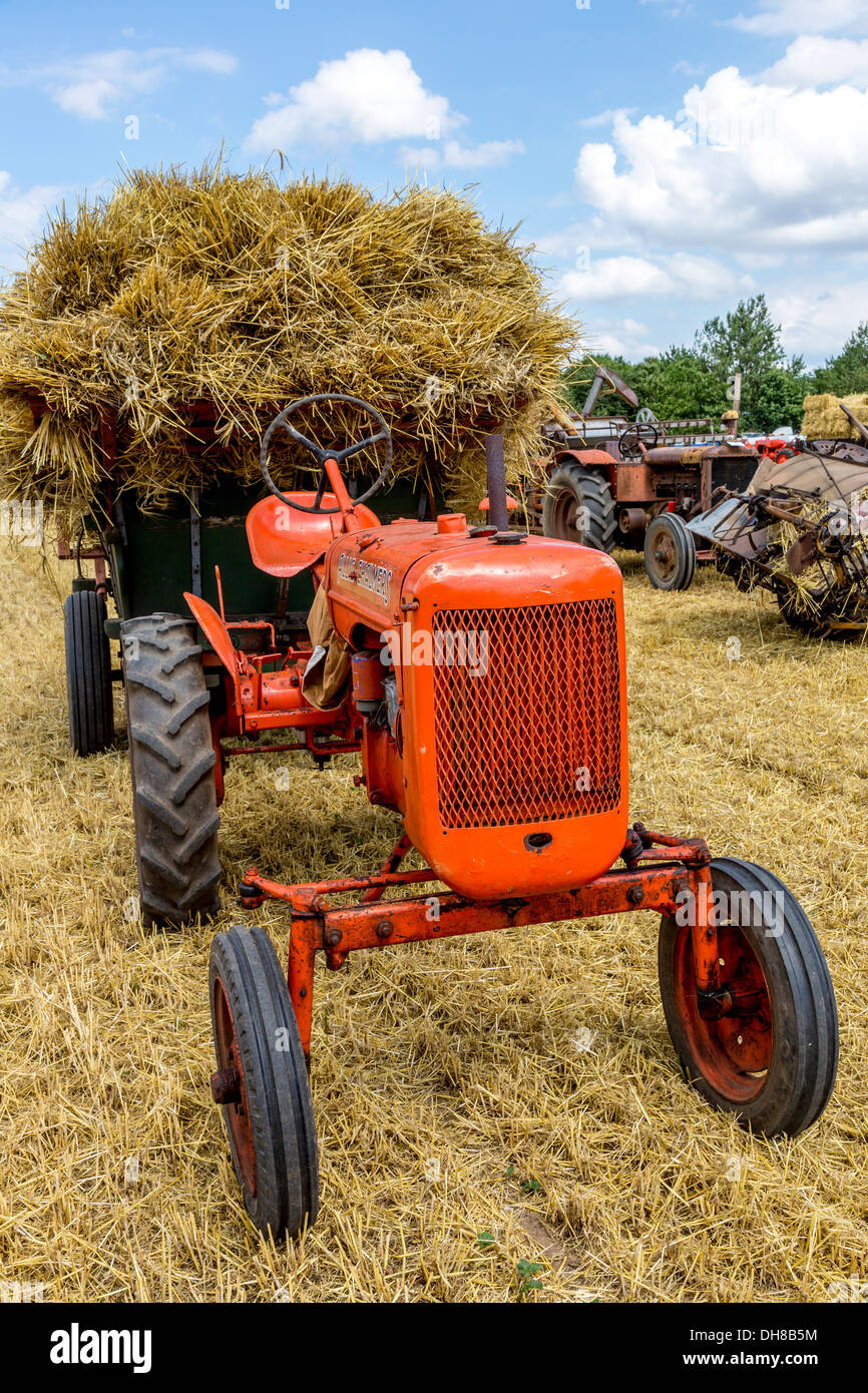 1946 AllisChalmers B series tractor with hay cart in tow. Starting