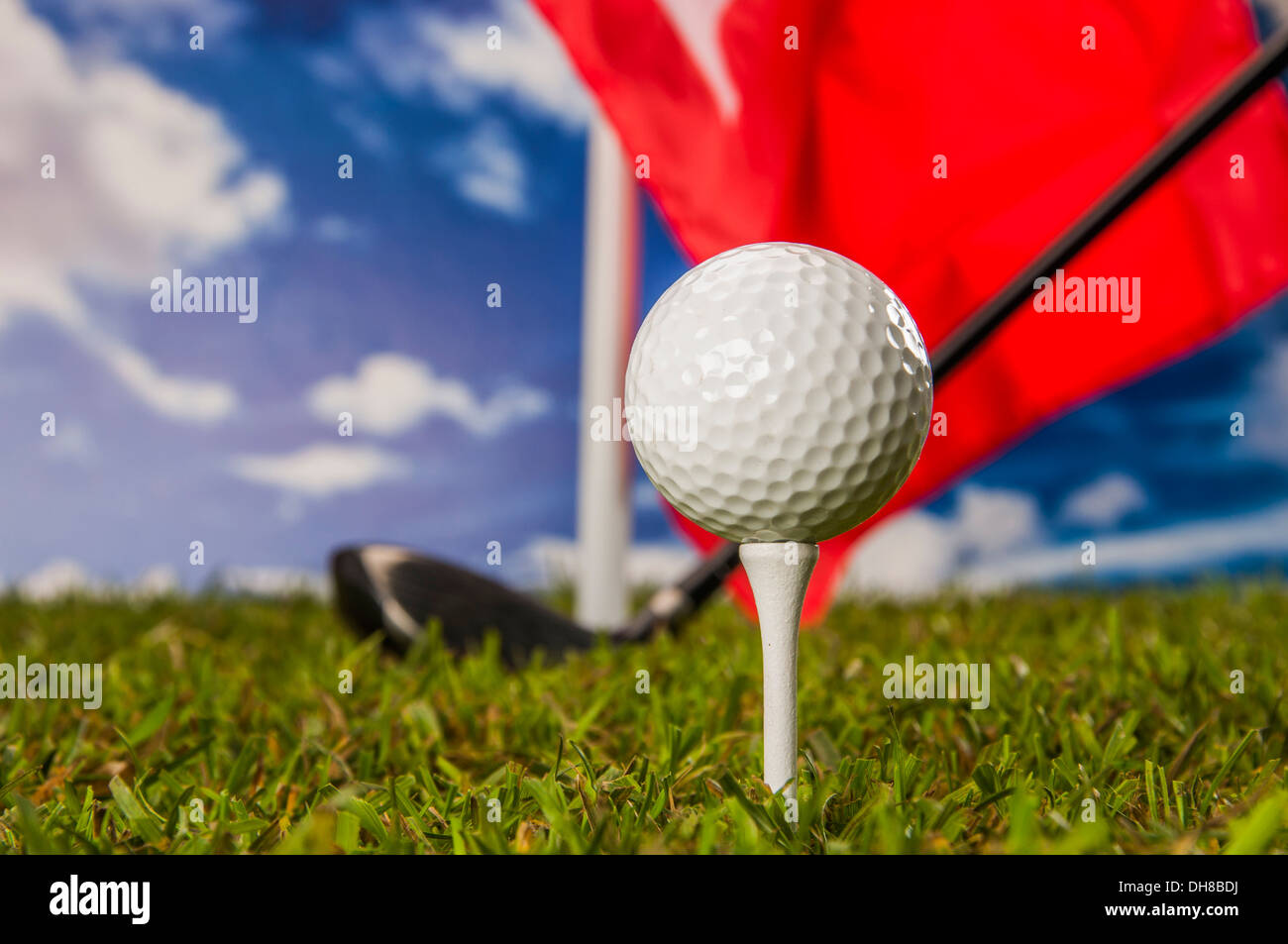 Golf stuff on green grass Stock Photo Alamy