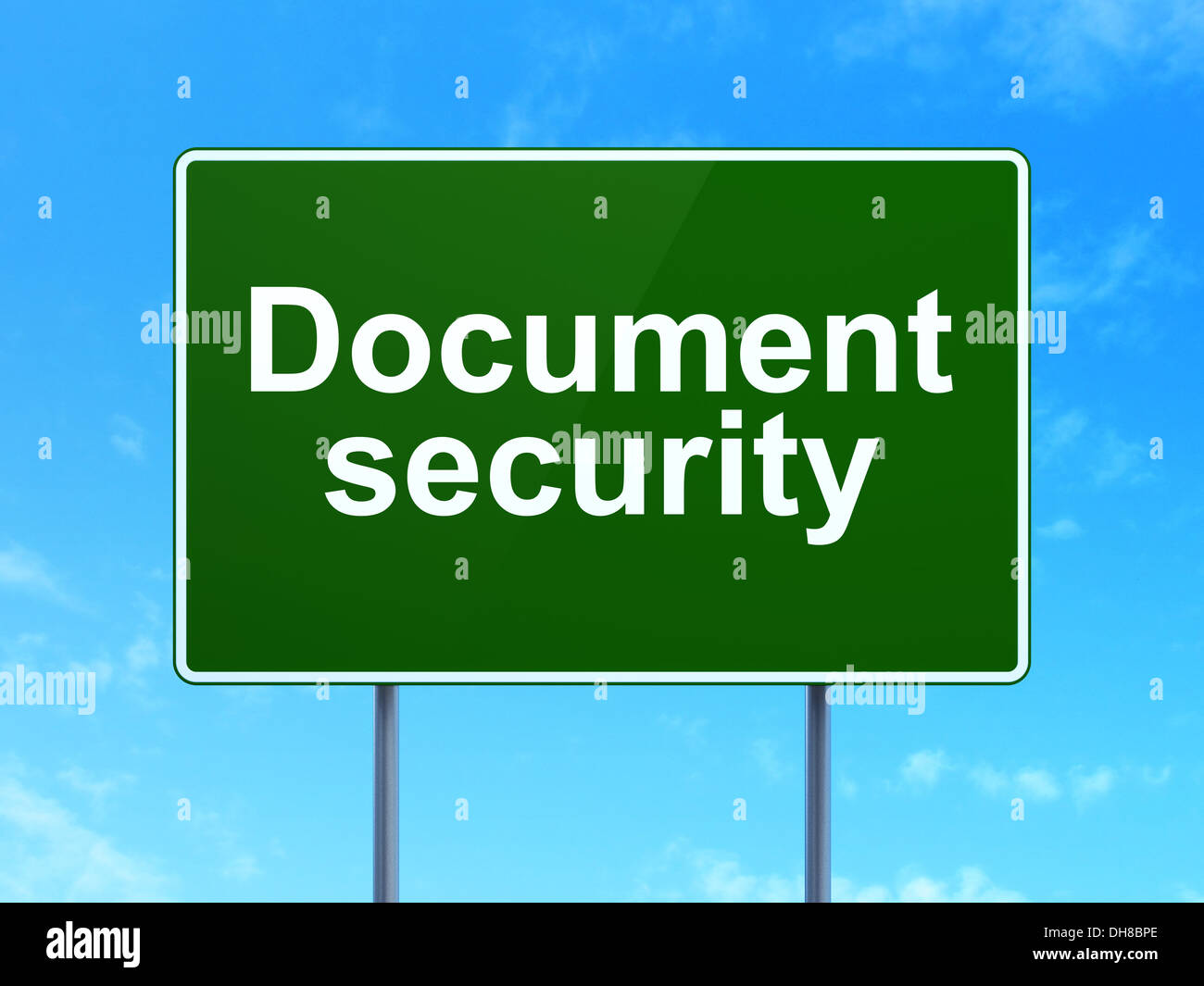 Document Security on road sign background Stock Photo Alamy