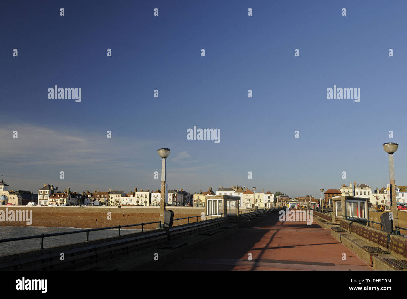 View over sea from the Pier to beach and town Deal Kent England Stock Photo