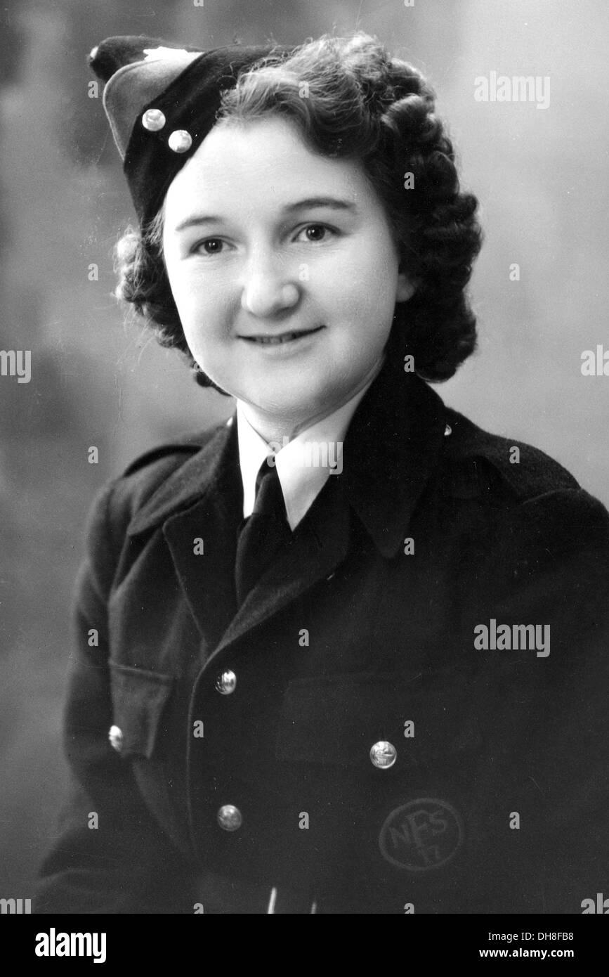 A WW2 national fire service driver in uniform Stock Photo