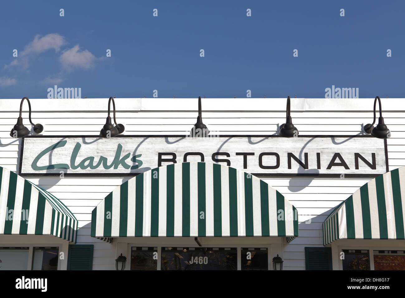 A Clarks Bostonian store is pictured at Lee Premium Outlets in Lee (MA) Stock Photo
