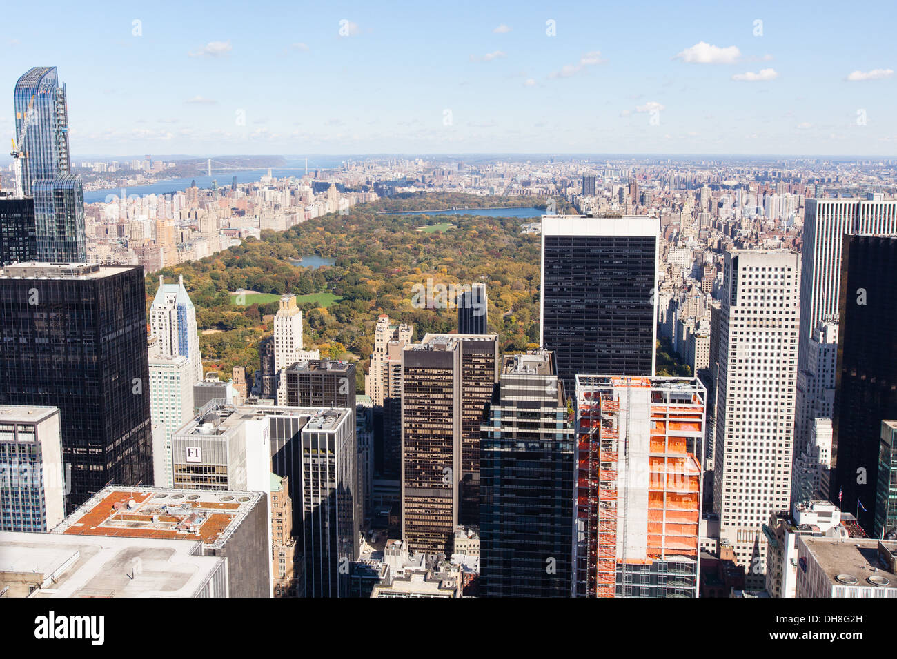 View from the Top of the Rock looking over Central Park, Rockefeller Center observation deck, New York City, NYC, USA, U.S.A Stock Photo