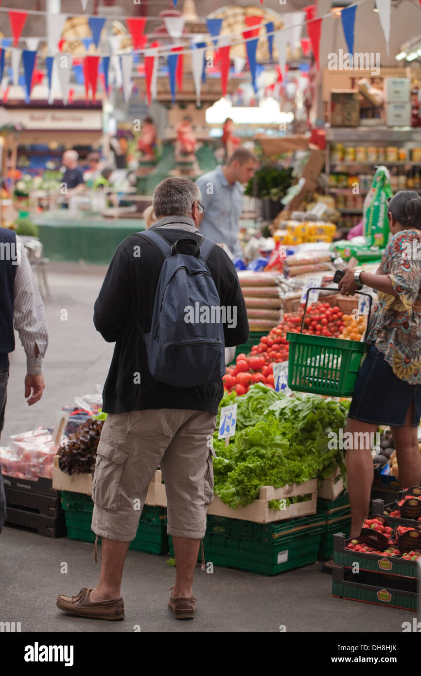 Fruit and Vegetable Market. St. Helier. Jersey, Channel Islands. England. UK. Stock Photo