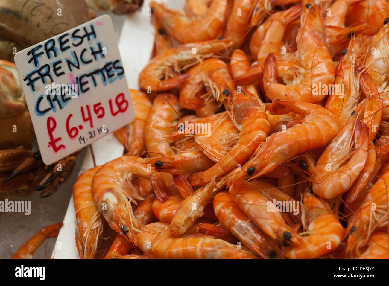 Fresh French Crevettes. Beresford Fish Market. Jersey. Channel Islands
