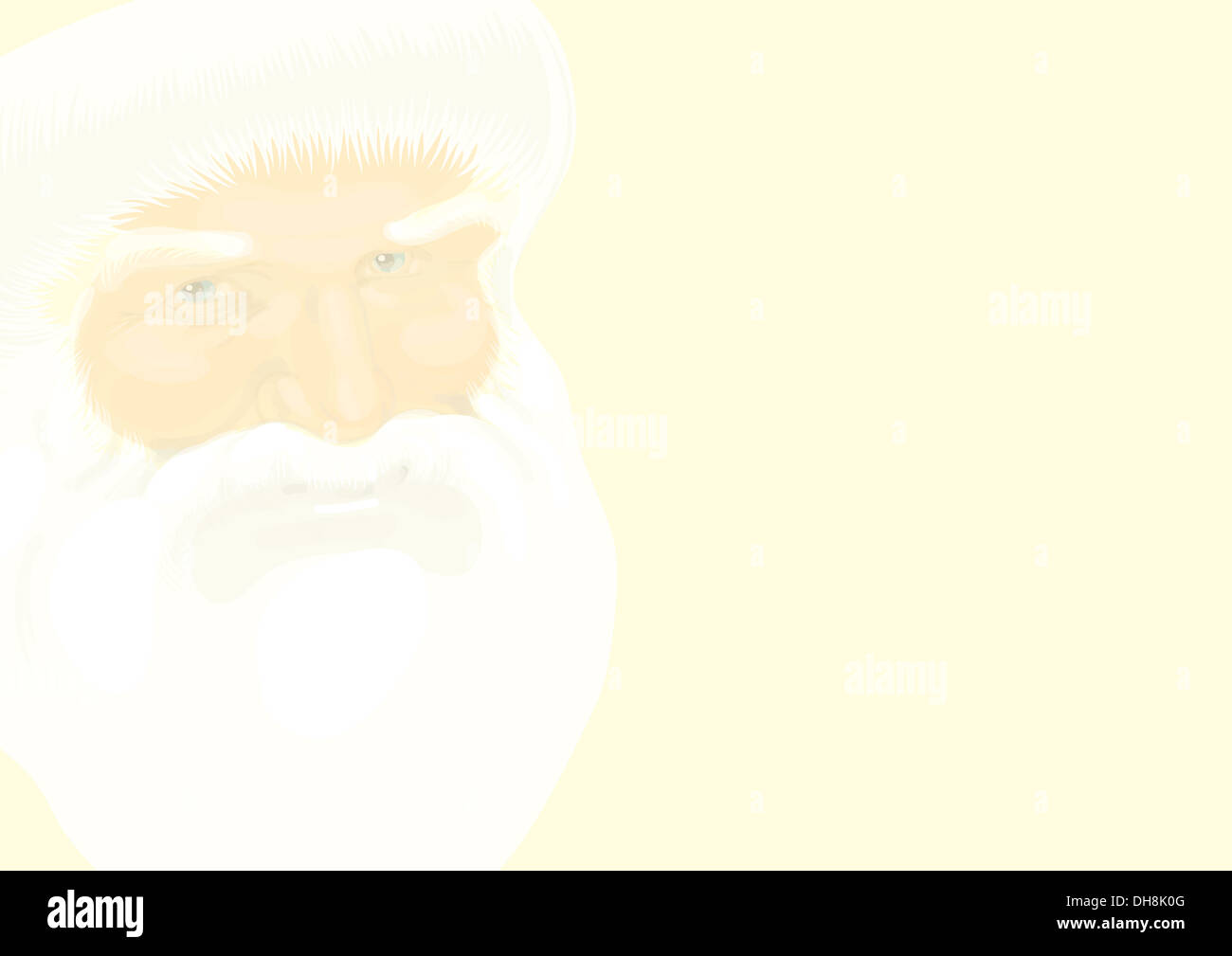 Father Christmas illustration,  retro style, light shades, horizontal size, realistic manner of the image Stock Photo