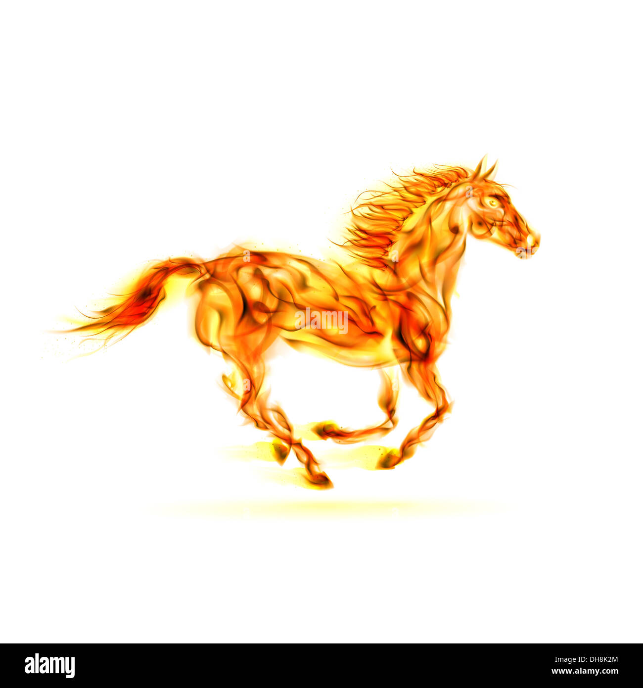 Illustration of running fire horse on white background Stock Photo Alamy