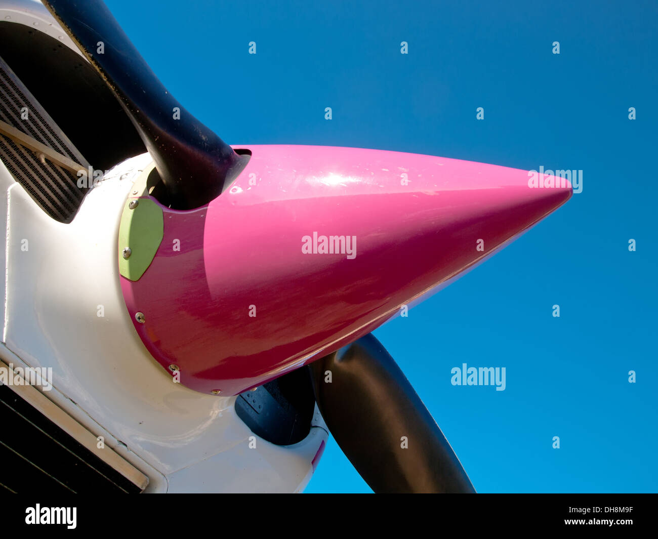 detail of airplane nose with propeller Stock Photo