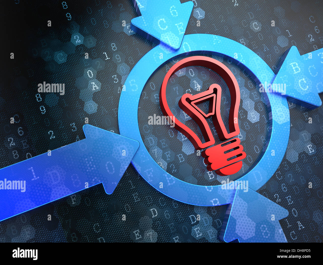 Light Bulb Icon on Digital Background. Stock Photo