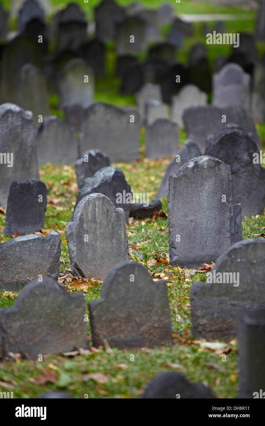 New England headstones in graveyard Stock Photo - Alamy