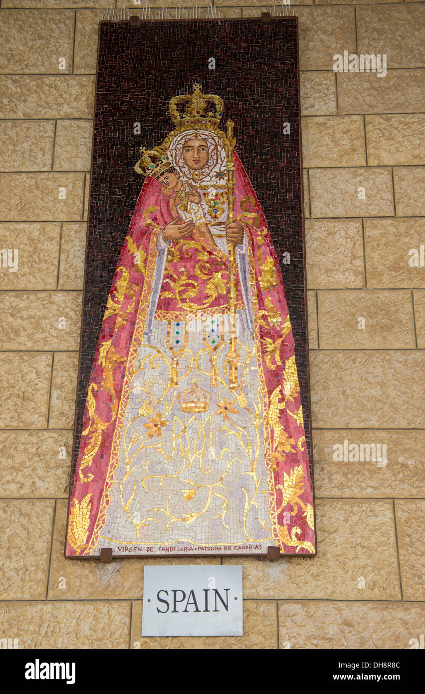 Spanish mosaic in the Basilica of the Annunciation in Nazareth Israel