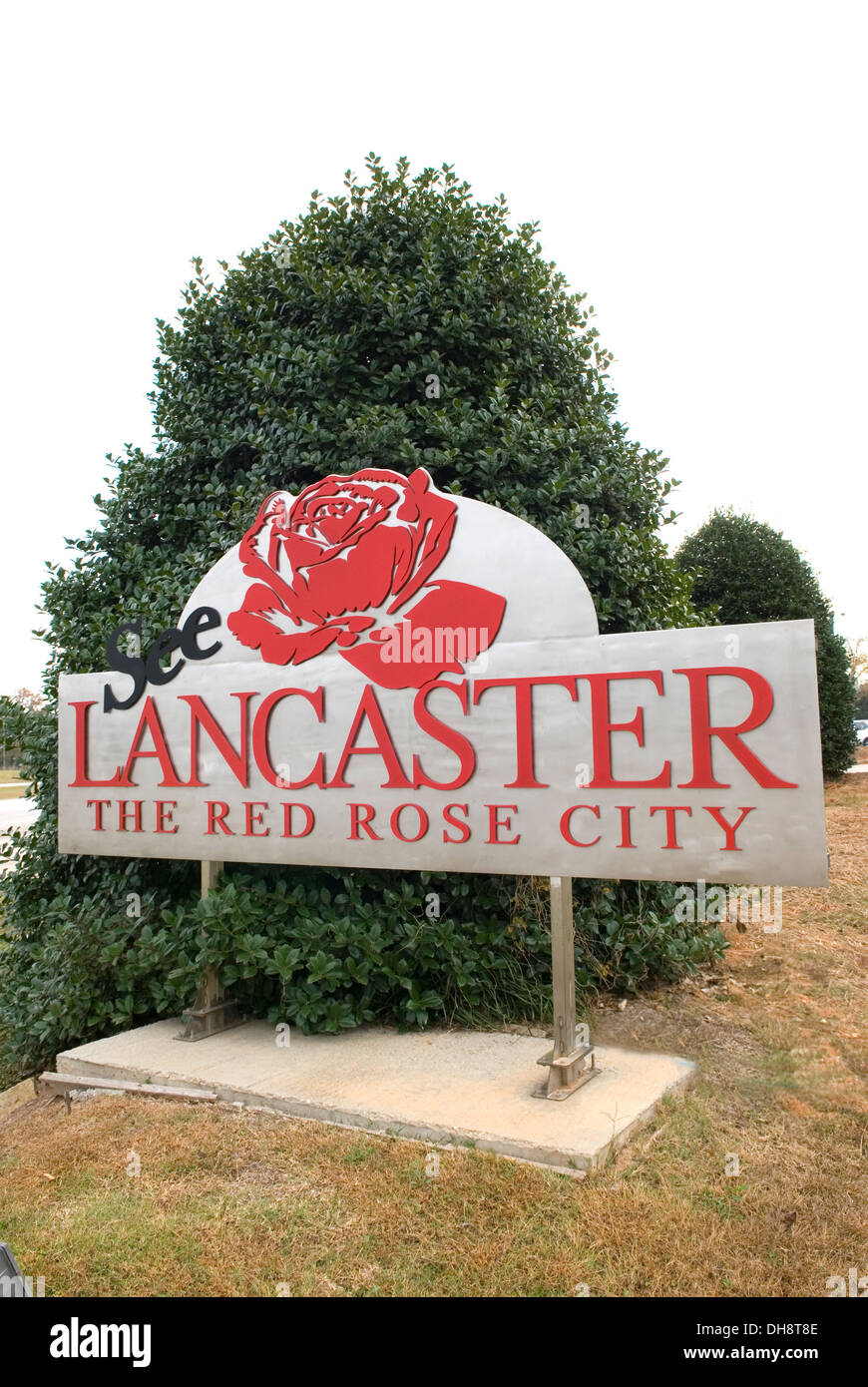 See Lancaster Red Rose City sign South Carolina USA. Stock Photo