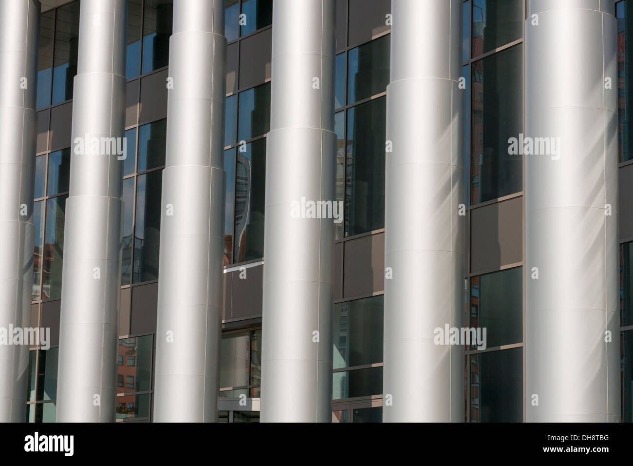 White columns and modern building Stock Photo