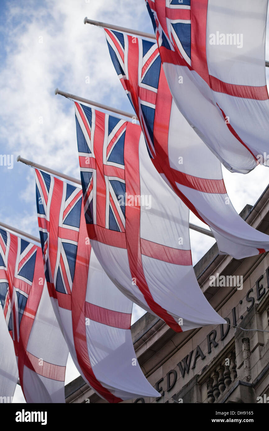 The saint flag with the union jack flying hires stock