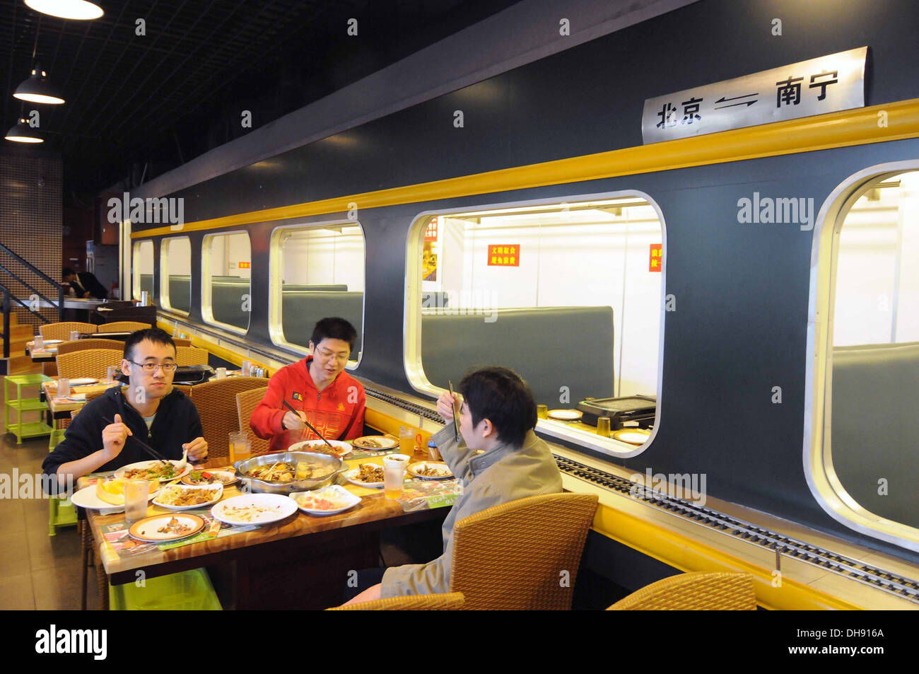 Choo Choo Your Food A Railway Themed Restaurant In Nanjing China Has Replaced The Standard Conveyer Belt Method Of Choosing Stock Photo Alamy