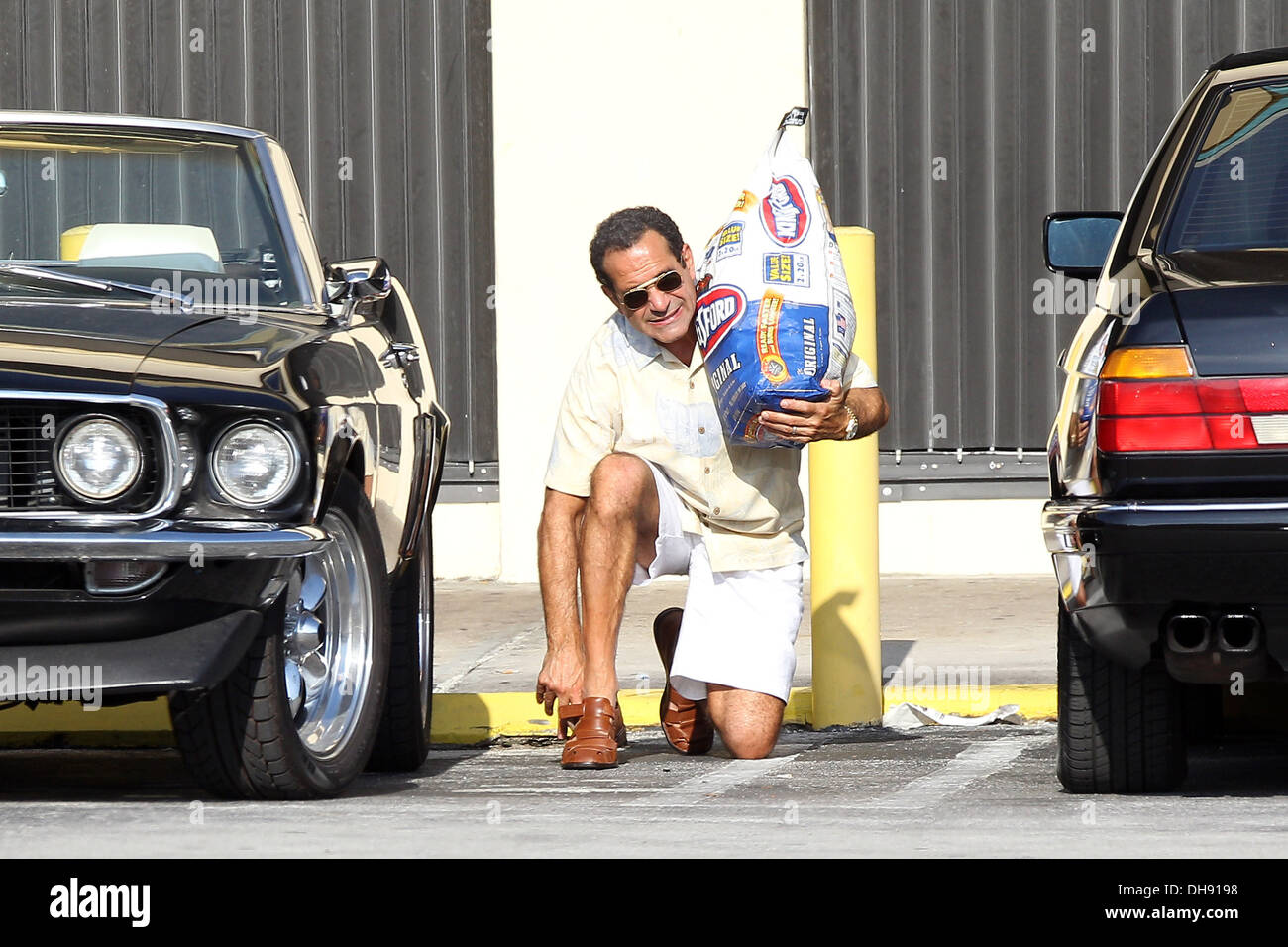 Tony Shalhoub on set of 'Pain and Gain' a new movie about a pair of bodybuilders who get caught up in an extortion and Stock Photo