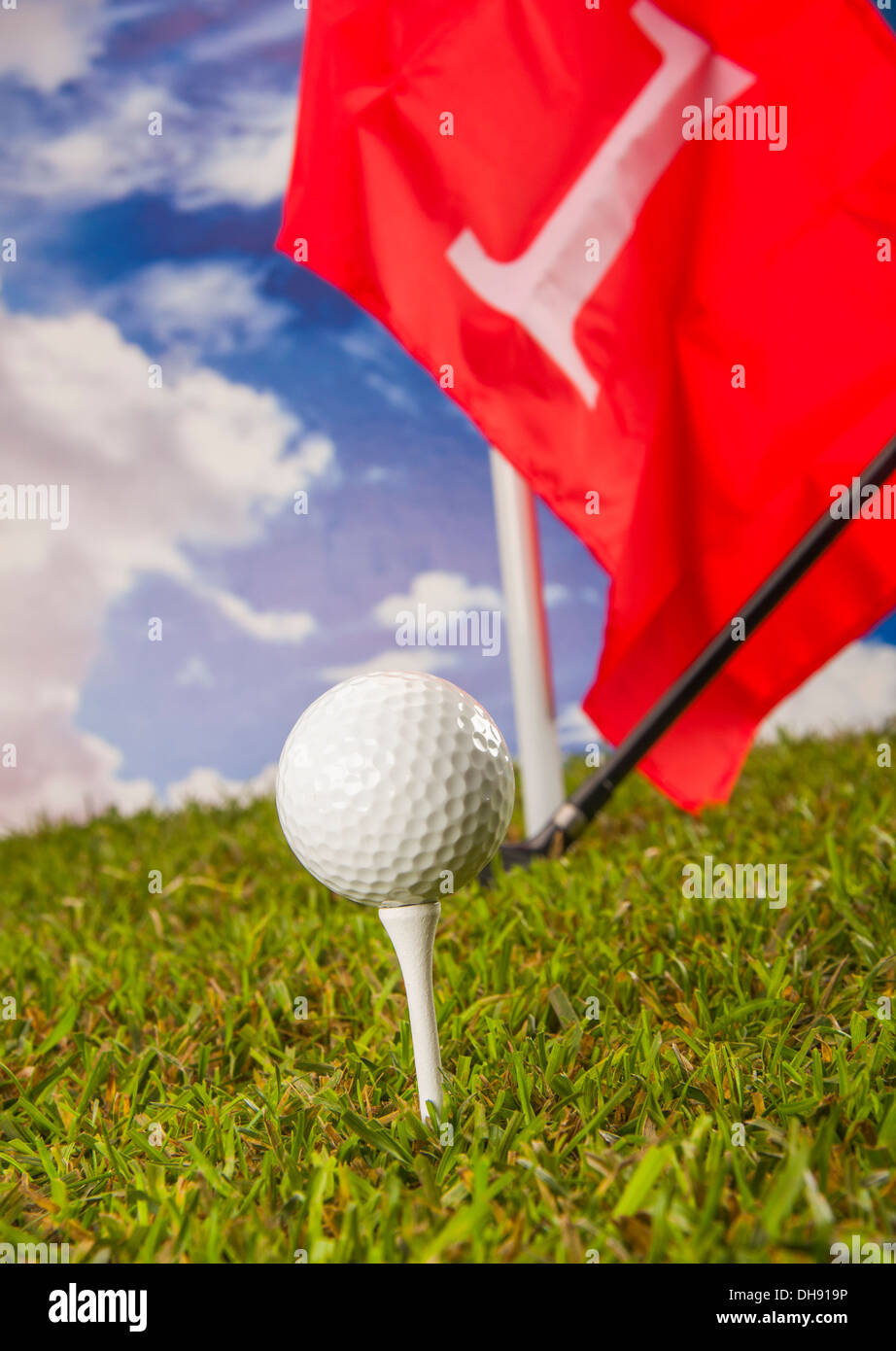 Golf stuff on green grass Stock Photo Alamy