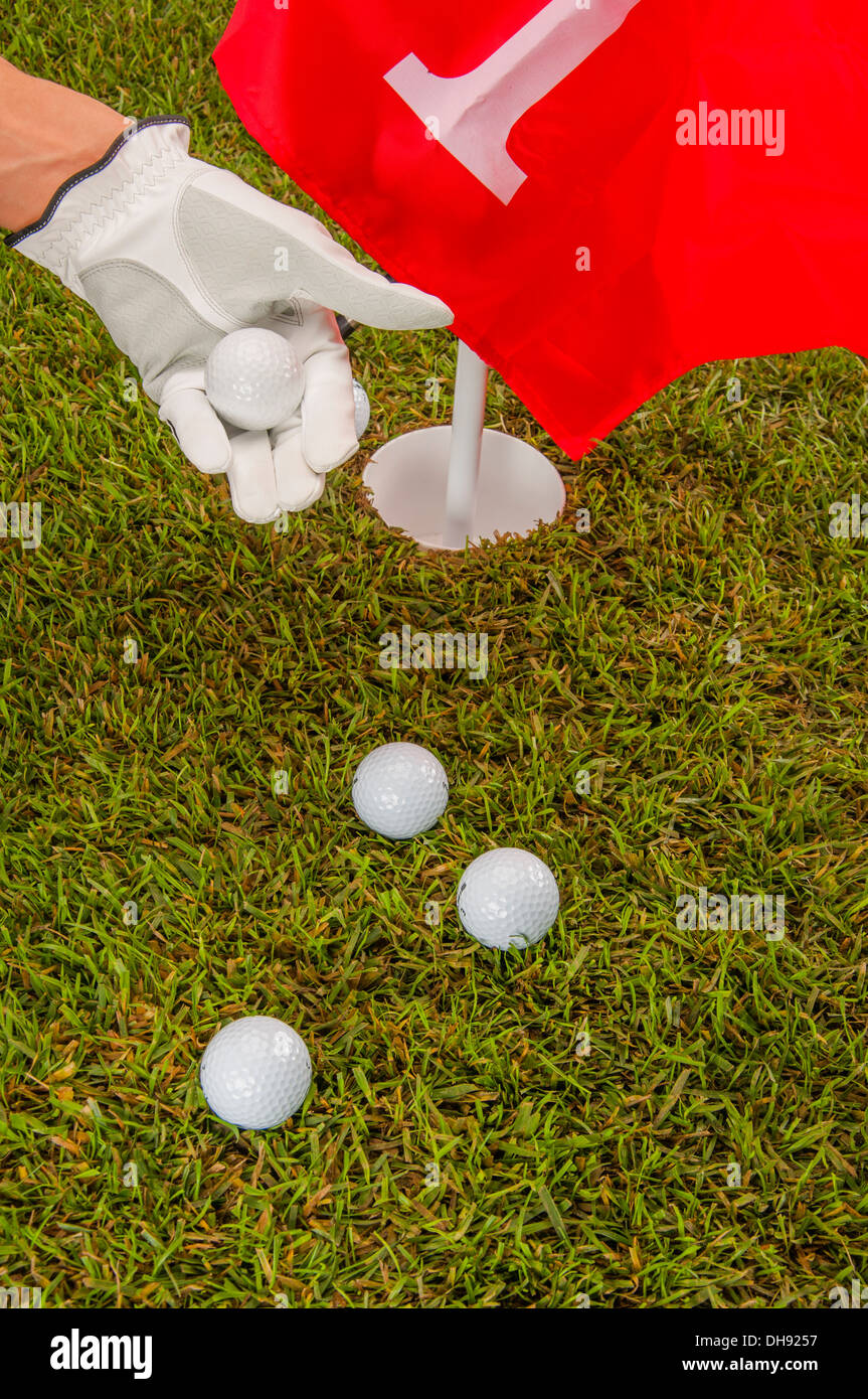 Golf stuff on green grass Stock Photo Alamy