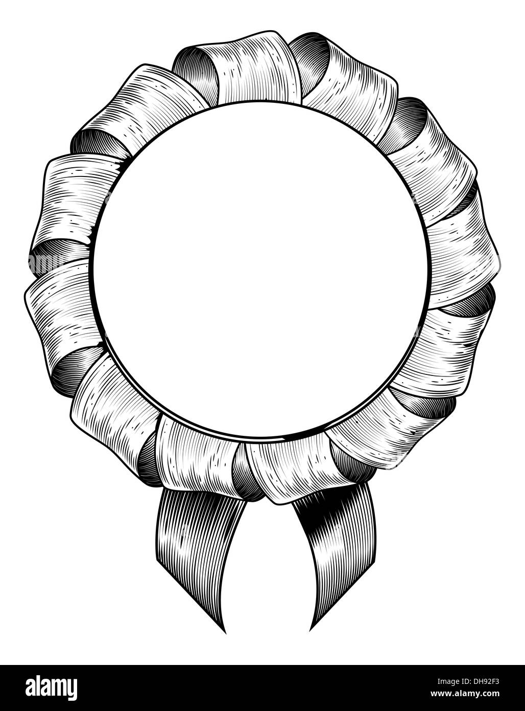 An illustration of a vintage woodcut style rosette Stock Photo
